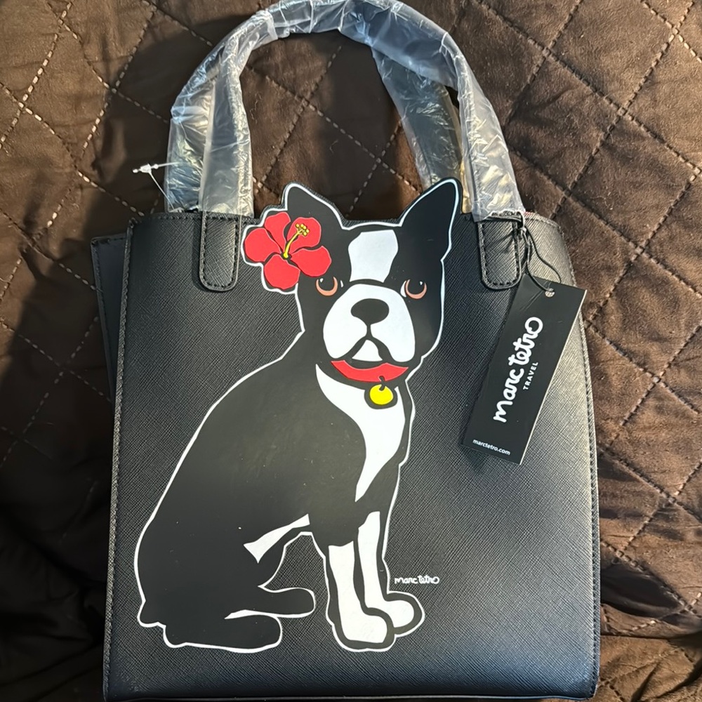 Chic Black Boston Terrier Tote Bag